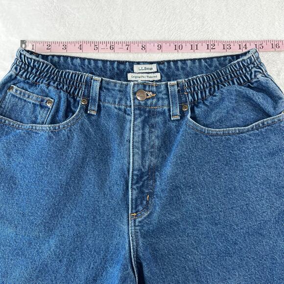 L.L. Bean Flannel Lined Women's Blue Jeans Size 12 Petite Original Relaxed Fit - Picture 6 of 7
